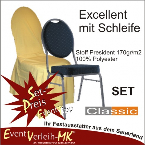 Bankettstuhl & Stuhlhusse - gelb - im Set - inkl. Reinigung und Bügeln